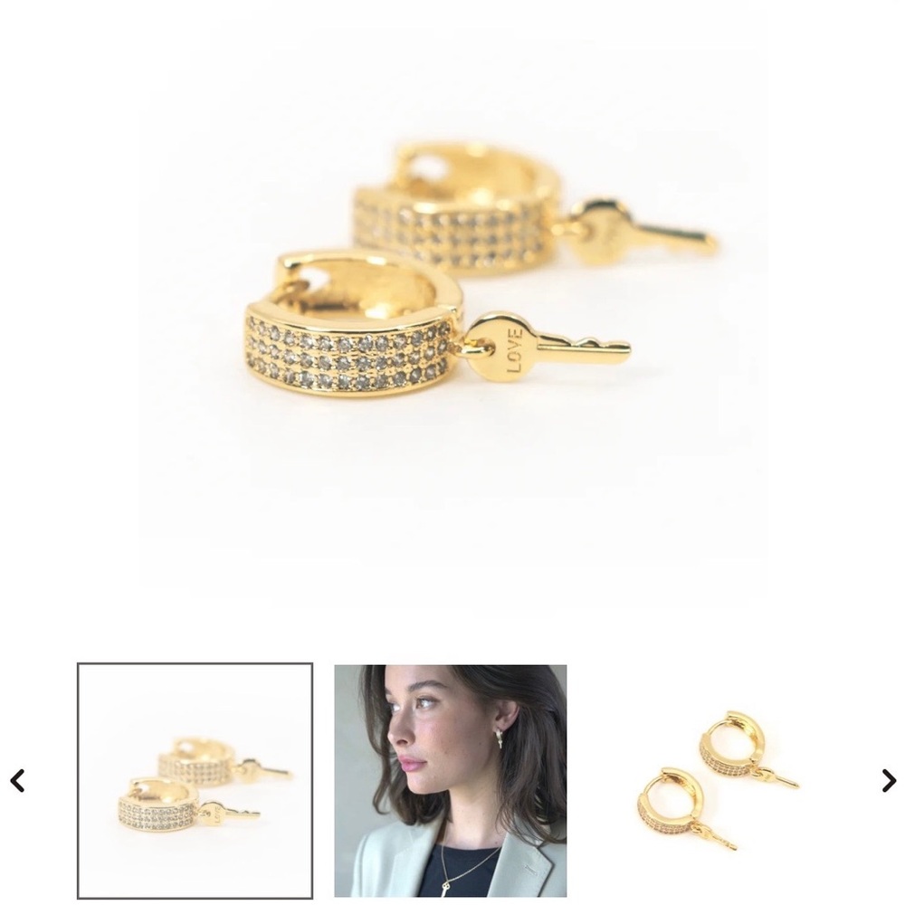 The Giving Keys Gold Crystal Hoop Earrings